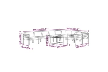 loungesæt til haven 10 dele med hynder aluminium antracitgrå - Antracit - Have - Udendørs miljø - Altan & terrasse - Altanmøbler