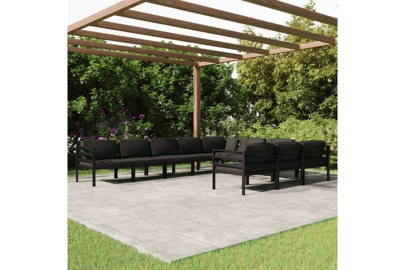 loungesæt til haven 10 dele med hynder aluminium antracitgrå - Antracit - Have - Udendørs miljø - Altan & terrasse - Altanmøbler