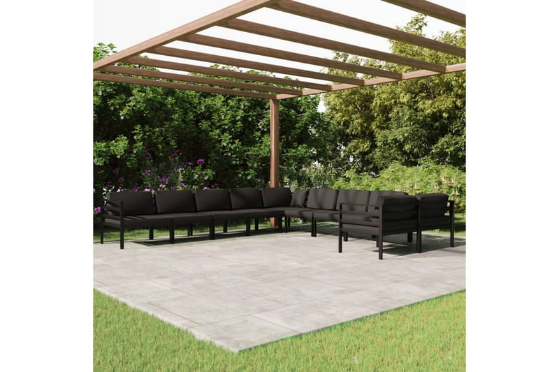 loungesæt til haven 10 dele med hynder aluminium antracitgrå - Antracit - Have - Udendørs miljø - Altan & terrasse - Altanmøbler