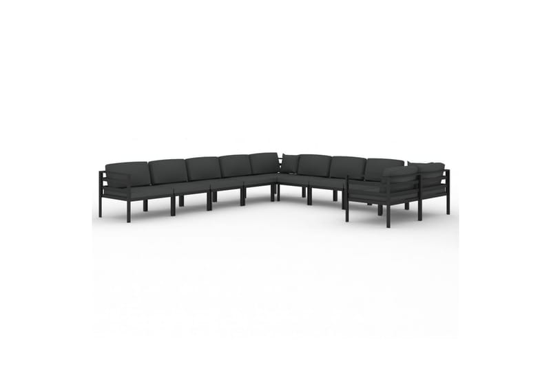 loungesæt til haven 10 dele med hynder aluminium antracitgrå - Antracit - Altanm�øbler - Sofagrupper udendørs - Loungesæt
