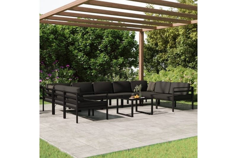 loungesæt til haven 10 dele med hynder aluminium antracitgrå - Antracit - Have - Udendørs miljø - Altan & terrasse - Altanmøbler