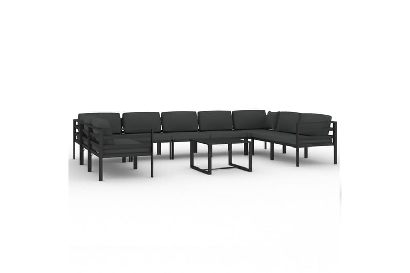 loungesæt til haven 10 dele med hynder aluminium antracitgrå - Antracit - Altanmøbler - Sofagrupper udendørs - Loungesæt