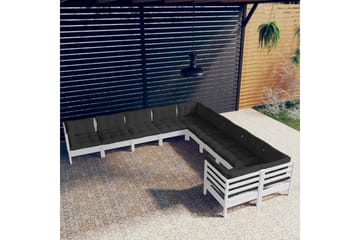 loungesæt til haven 10 dele med hynder fyrretræ hvid - Hvid - Have - Udendørs miljø - Altan & terrasse - Altanmøbler