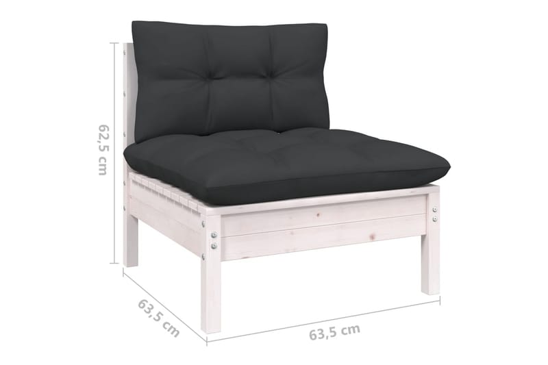 loungesæt til haven 10 dele med hynder massivt fyrretræ hvid - Hvid - Have - Udendørs miljø - Altan & terrasse - Altanmøbler