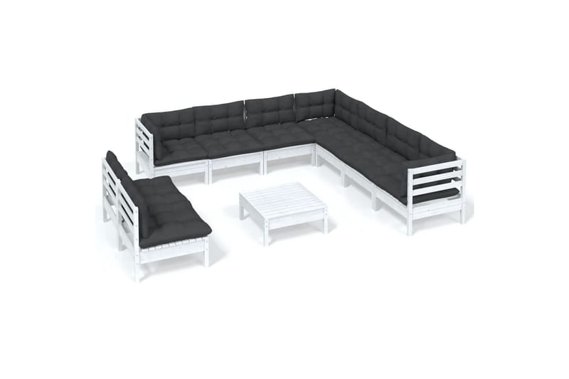 loungesæt til haven 10 dele med hynder massivt fyrretræ hvid - Hvid - Have - Udendørs miljø - Altan & terrasse - Altanmøbler