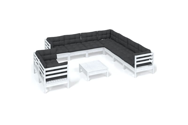loungesæt til haven 10 dele med hynder massivt fyrretræ hvid - Hvid - Have - Udendørs miljø - Altan & terrasse - Altanmøbler