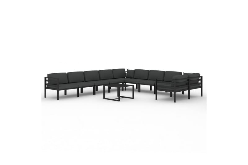 loungesæt til haven 11 dele med hynder aluminium antracitgrå - Antracit - Altanmøbler - Sofagrupper udendørs - Loungesæt