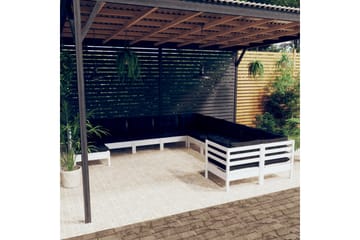 loungesæt til haven 11 dele med hynder fyrretræ hvid - Hvid - Have - Udendørs miljø - Altan & terrasse - Altanmøbler