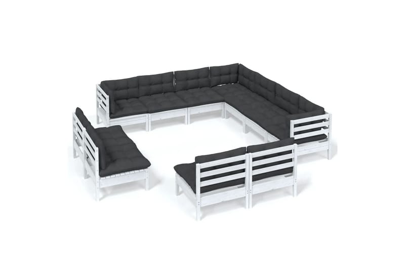 loungesæt til haven 11 dele med hynder massivt fyrretræ hvid - Hvid - Have - Udendørs miljø - Altan & terrasse - Altanmøbler