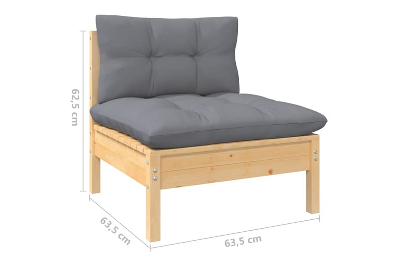 loungesæt til haven 12 dele med grå hynder fyrretræ - Grå - Have - Udendørs miljø - Altan & terrasse - Altanmøbler