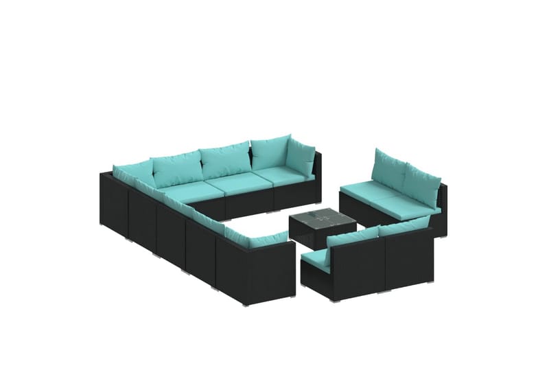 lounges�æt til haven 13 dele med hynder polyrattan sort - Sort - Altanmøbler - Sofagrupper udendørs - Loungesæt