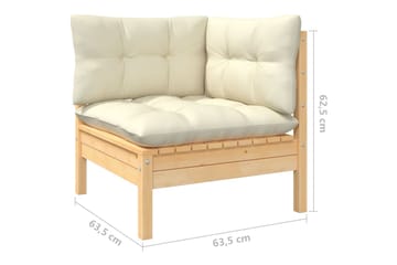 loungesæt til haven 4 dele cremefarvede hynder fyrretræ - Creme - Have - Udendørs miljø - Altan & terrasse - Altanmøbler