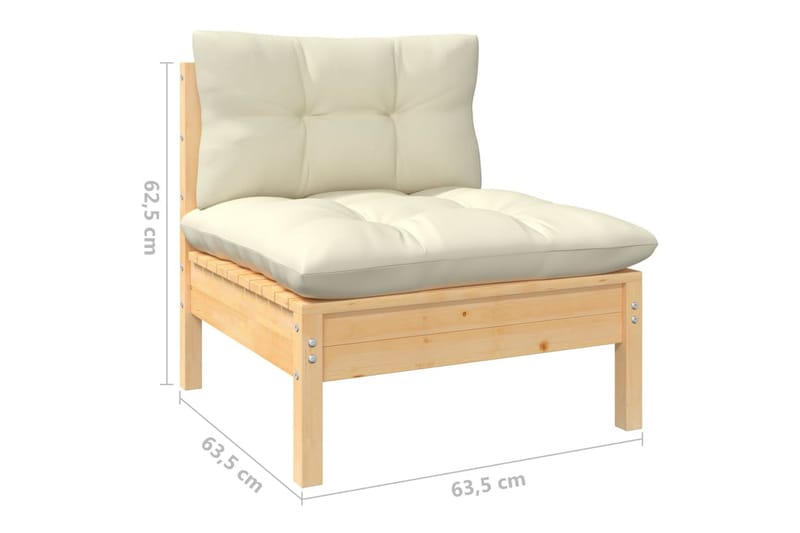 loungesæt til haven 4 dele cremefarvede hynder massivt fyrre - Creme - Have - Udendørs miljø - Altan & terrasse - Altanmøbler