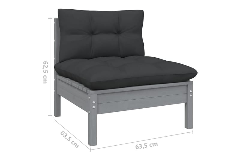 loungesæt til haven 4 dele med antracitgrå hynder fyrretræ - Grå - Have - Udendørs miljø - Altan & terrasse - Altanmøbler
