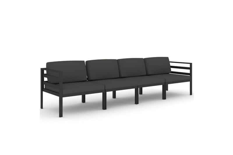 loungesæt til haven 4 dele med hynder aluminium antracitgrå - Antracit - Altanmøbler - Sofagrupper udendørs - Loungesæt