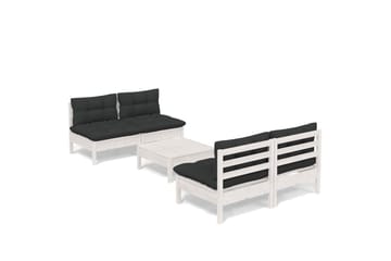 loungesæt til haven 5 dele med antracitgrå hynder fyrretræ - Hvid - Have - Udendørs miljø - Altan & terrasse - Altanmøbler