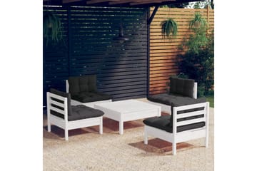 loungesæt til haven 5 dele med antracitgrå hynder fyrretræ - Hvid - Have - Udendørs miljø - Altan & terrasse - Altanmøbler