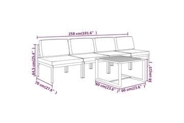 loungesæt til haven 5 dele med hynder aluminium antracitgrå - Antracit - Have - Udendørs miljø - Altan & terrasse - Altanmøbler
