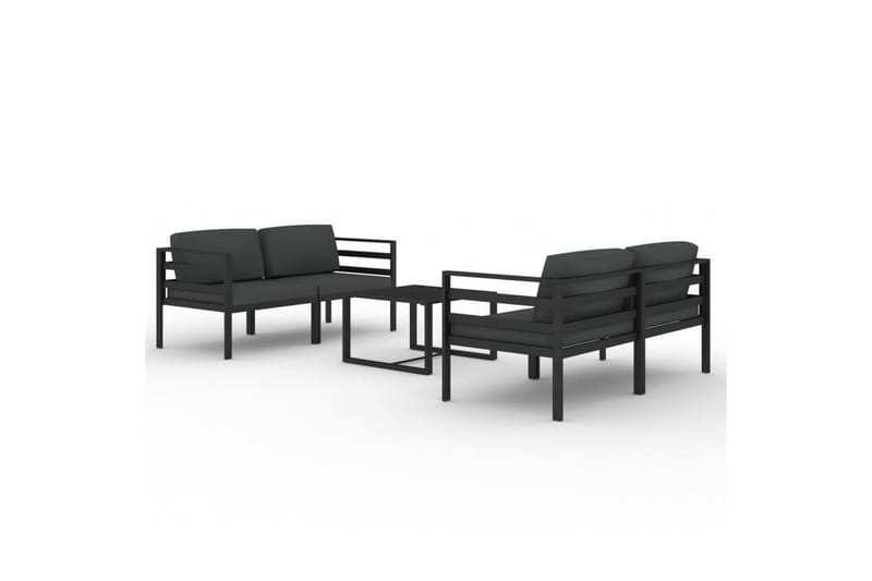 loungesæt til haven 5 dele med hynder aluminium antracitgrå - Antracit - Altanmøbler - Sofagrupper udendørs - Loungesæt