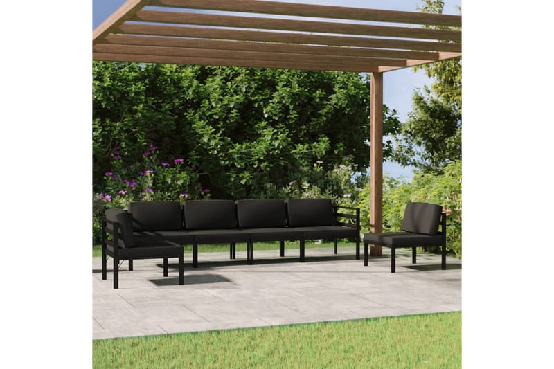 loungesæt til haven 6 dele med hynder aluminium antracitgrå - Antracit - Have - Udendørs miljø - Altan & terrasse - Altanmøbler