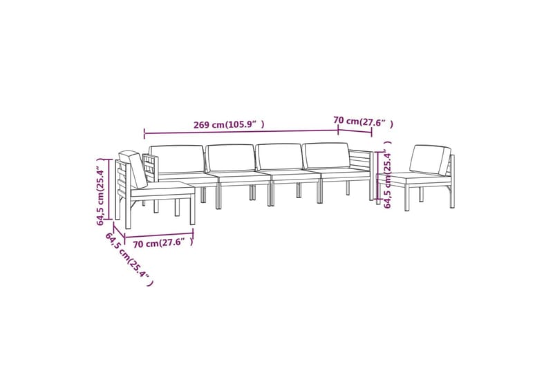 loungesæt til haven 6 dele med hynder aluminium antracitgrå - Antracit - Altanmøbler - Sofagrupper udendørs - Loungesæt