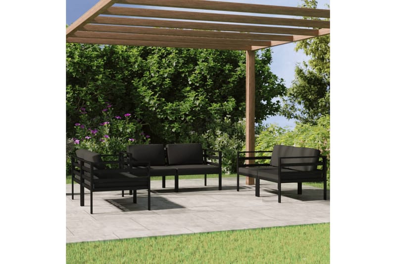 loungesæt til haven 6 dele med hynder aluminium antracitgrå - Antracit - Have - Udendørs miljø - Altan & terrasse - Altanmøbler