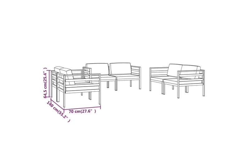 loungesæt til haven 6 dele med hynder aluminium antracitgrå - Antracit - Have - Udendørs miljø - Altan & terrasse - Altanmøbler
