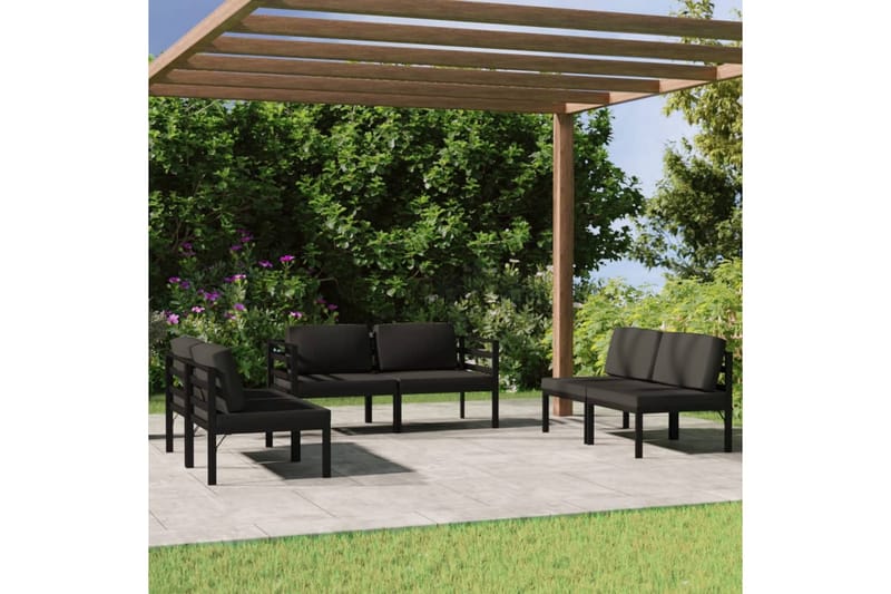loungesæt til haven 6 dele med hynder aluminium antracitgrå - Antracit - Have - Udendørs miljø - Altan & terrasse - Altanmøbler