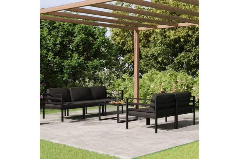 loungesæt til haven 6 dele med hynder aluminium antracitgrå - Antracit - Have - Udendørs miljø - Altan & terrasse - Altanmøbler