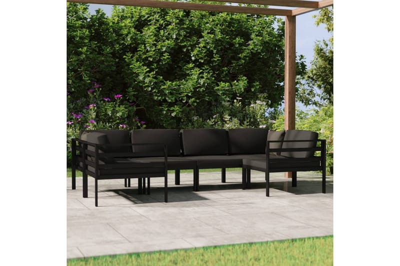 loungesæt til haven 6 dele med hynder aluminium antracitgrå - Antracit - Have - Udendørs miljø - Altan & terrasse - Altanmøbler