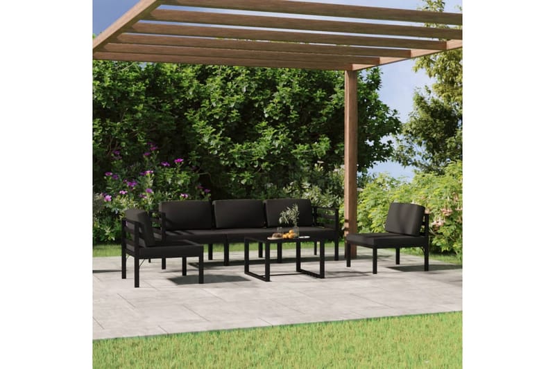 loungesæt til haven 6 dele med hynder aluminium antracitgrå - Antracit - Have - Udendørs miljø - Altan & terrasse - Altanmøbler