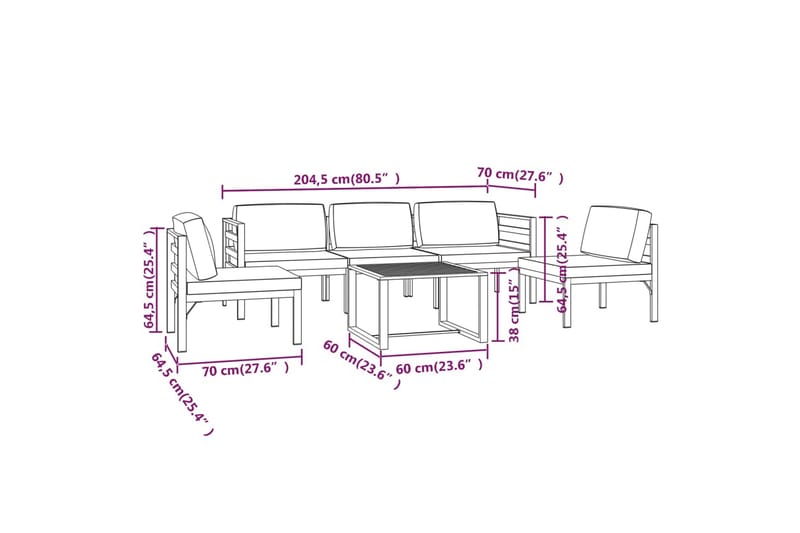 loungesæt til haven 6 dele med hynder aluminium antracitgrå - Antracit - Have - Udendørs miljø - Altan & terrasse - Altanmøbler