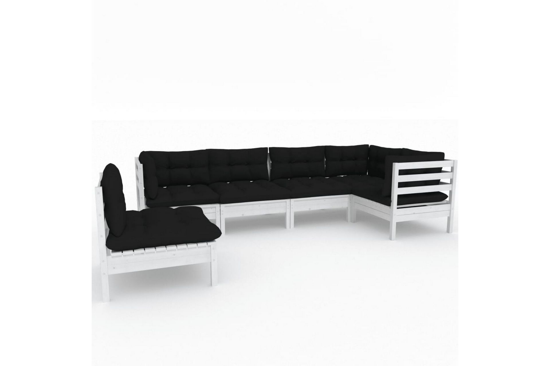 loungesæt til haven 6 dele med hynder fyrretræ hvid - Hvid - Have - Udendørs miljø - Altan & terrasse - Altanmøbler
