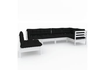 loungesæt til haven 6 dele med hynder fyrretræ hvid - Hvid - Have - Udendørs miljø - Altan & terrasse - Altanmøbler