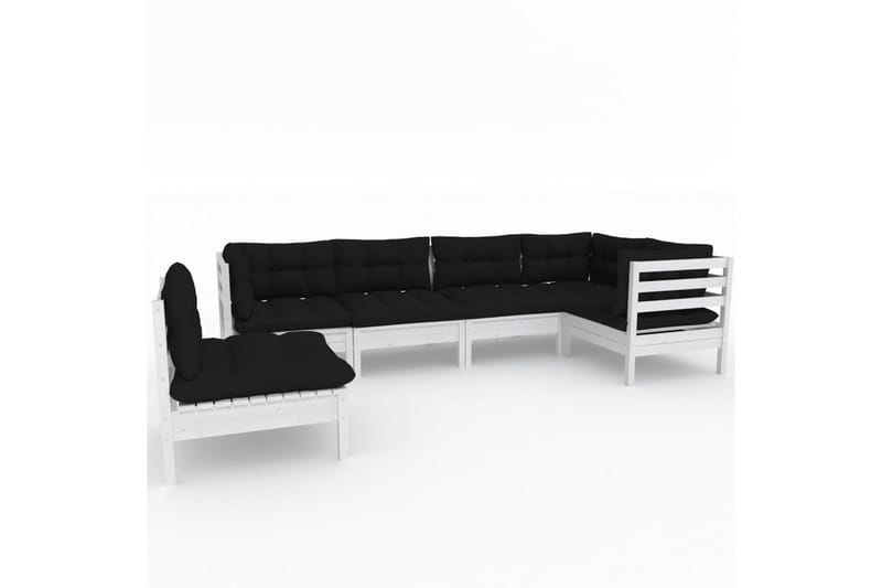 loungesæt til haven 6 dele med hynder fyrretræ hvid - Hvid - Have - Udendørs miljø - Altan & terrasse - Altanmøbler