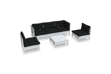 loungesæt til haven 6 dele med hynder massivt fyrretræ - Hvid - Have - Udendørs miljø - Altan & terrasse - Altanmøbler