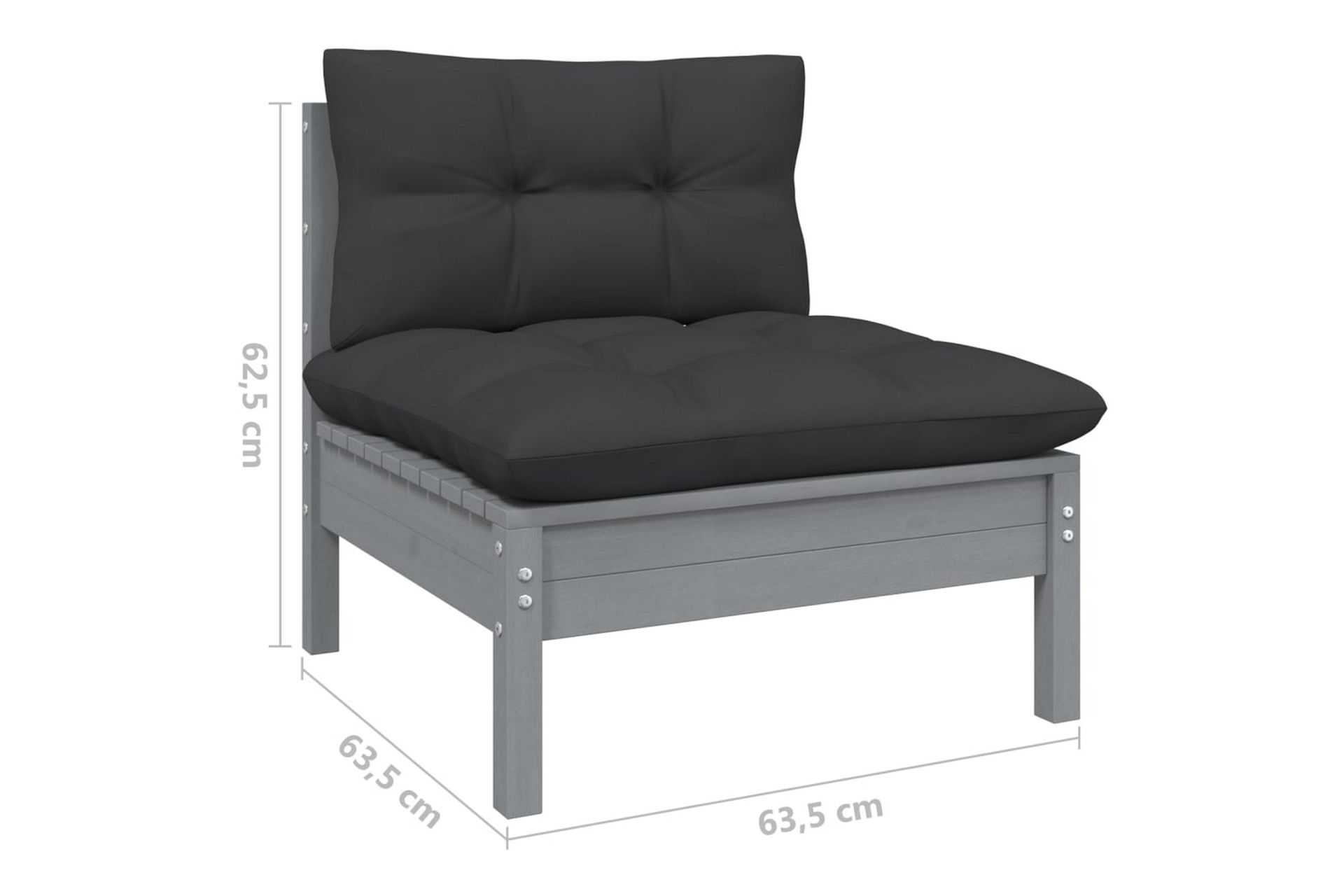 loungesæt til haven 7 dele med antracitgrå hynder fyrretræ - Grå - Have - Udendørs miljø - Altan & terrasse - Altanmøbler