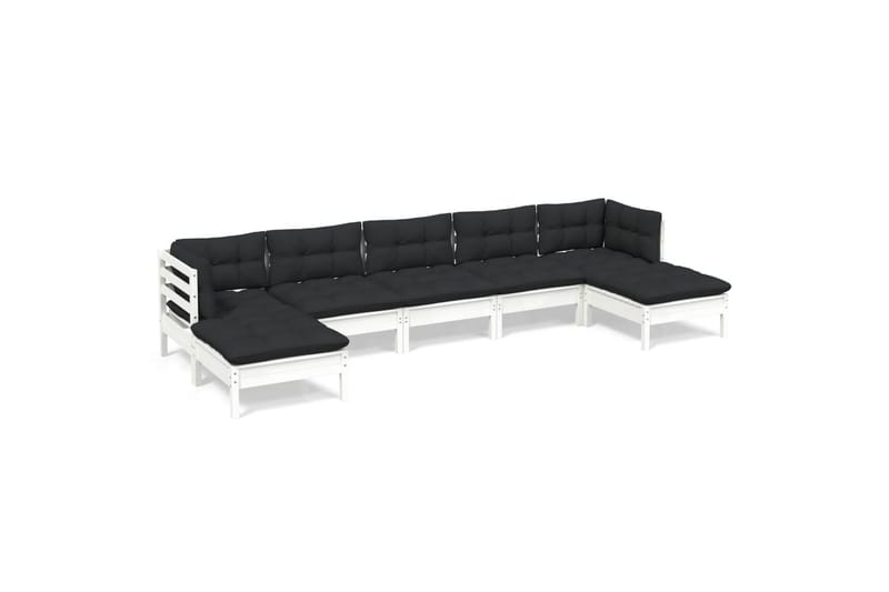 loungesæt til haven 7 dele med hynder fyrretræ hvid - Hvid - Have - Udendørs miljø - Altan & terrasse - Altanmøbler