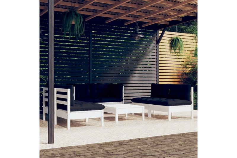loungesæt til haven 7 dele med hynder massivt fyrretræ hvid - Hvid - Have - Udendørs miljø - Altan & terrasse - Altanmøbler