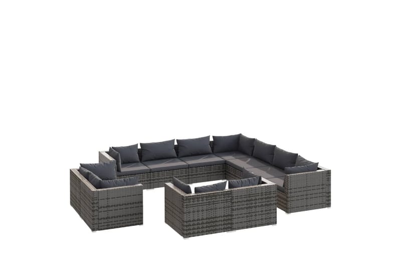 loungesæt til haven 7 dele med hynder polyrattan grå - Grå - Altanmøbler - Sofagrupper udendørs - Loungesæt