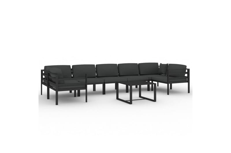 loungesæt til haven 8 dele med hynder aluminium antracitgrå - Antracit - Altanmøbler - Sofagrupper udendørs - Loungesæt