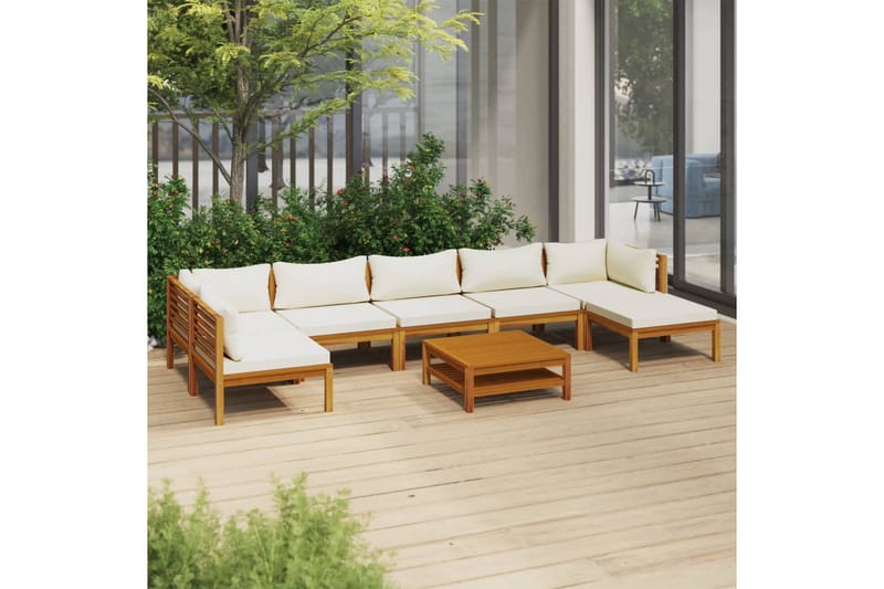 loungesæt til haven 8 dele med hynder massivt akacietræ - Brun - Have - Udendørs miljø - Altan & terrasse - Altanmøbler