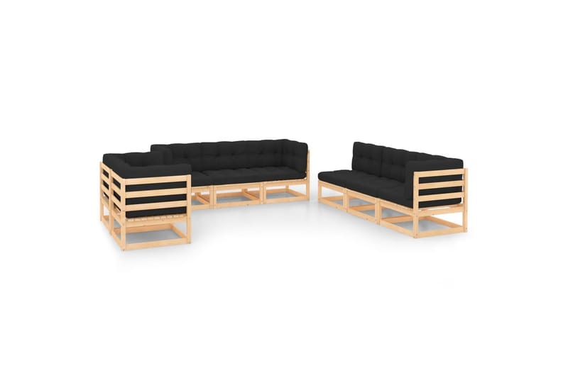 loungesæt til haven 8 dele med hynder massivt fyrretræ - Brun - Have - Udendørs miljø - Altan & terrasse - Altanmøbler