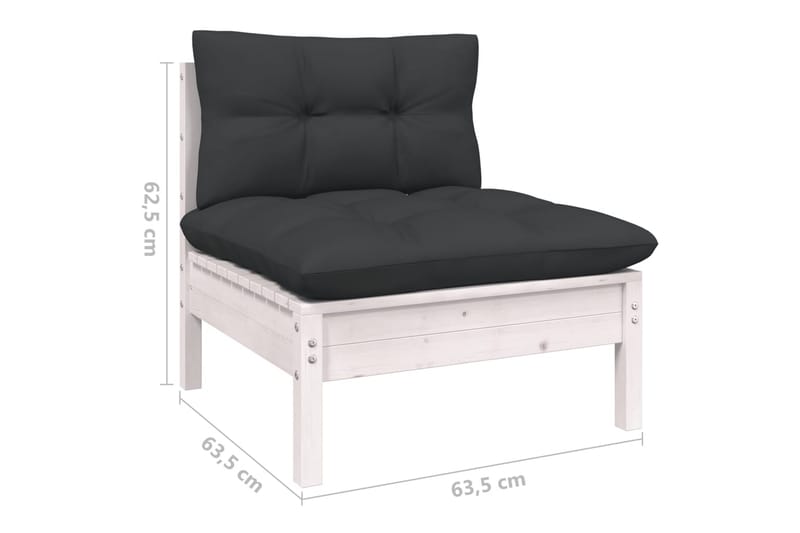 loungesæt til haven 8 dele med hynder massivt fyrretræ hvid - Hvid - Have - Udendørs miljø - Altan & terrasse - Altanmøbler