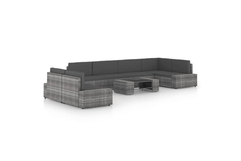 loungesæt til haven 8 dele med hynder polyrattan grå - Grå - Have - Udendørs miljø - Altan & terrasse - Altanmøbler