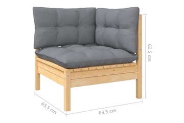 loungesæt til haven 9 dele med grå hynder massivt fyrretræ - Grå - Have - Udendørs miljø - Altan & terrasse - Altanmøbler