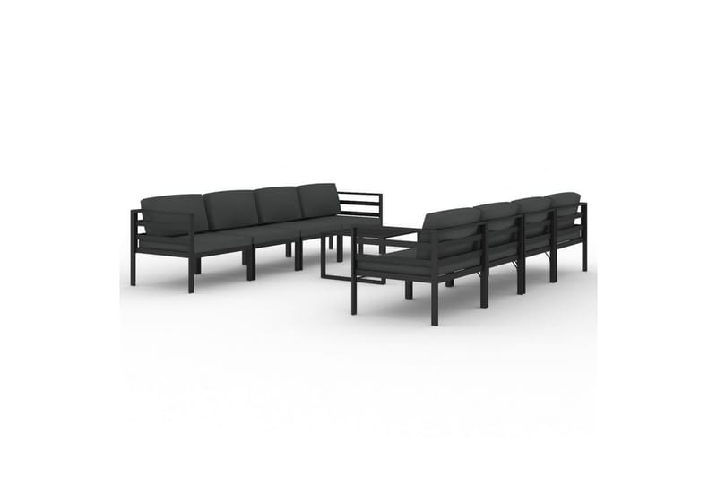 loungesæt til haven 9 dele med hynder aluminium antracitgrå - Antracit - Altanmøbler - Sofagrupper udendørs - Loungesæt
