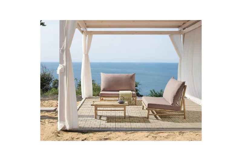 Loungeset Beliani Todi Ljus trä/Taupe Light wood||Taupe - Havemøbler - Loungemøbler - Sofagrupper udendørs