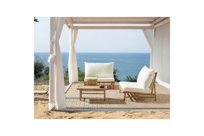 Loungeset Beliani Todi Ljus trä/Taupe Light wood||White - Havemøbler - Loungemøbler - Sofagrupper udendørs