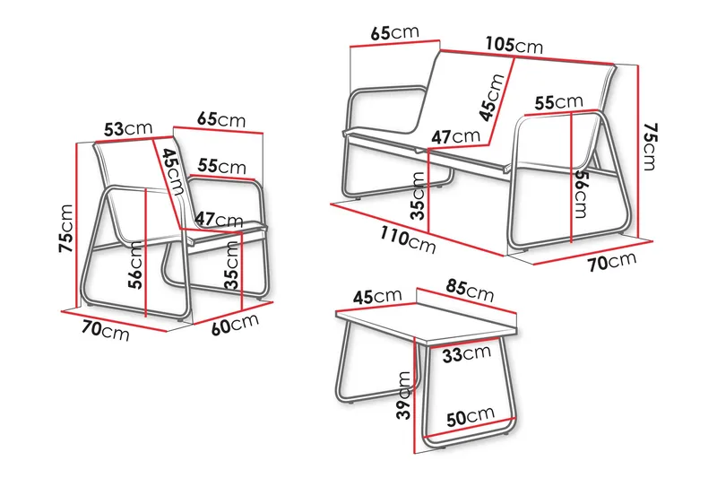 Maplewyn Loungesæt Udendørs - Grå - Have - Udendørs miljø - Altan & terrasse - Altanmøbler